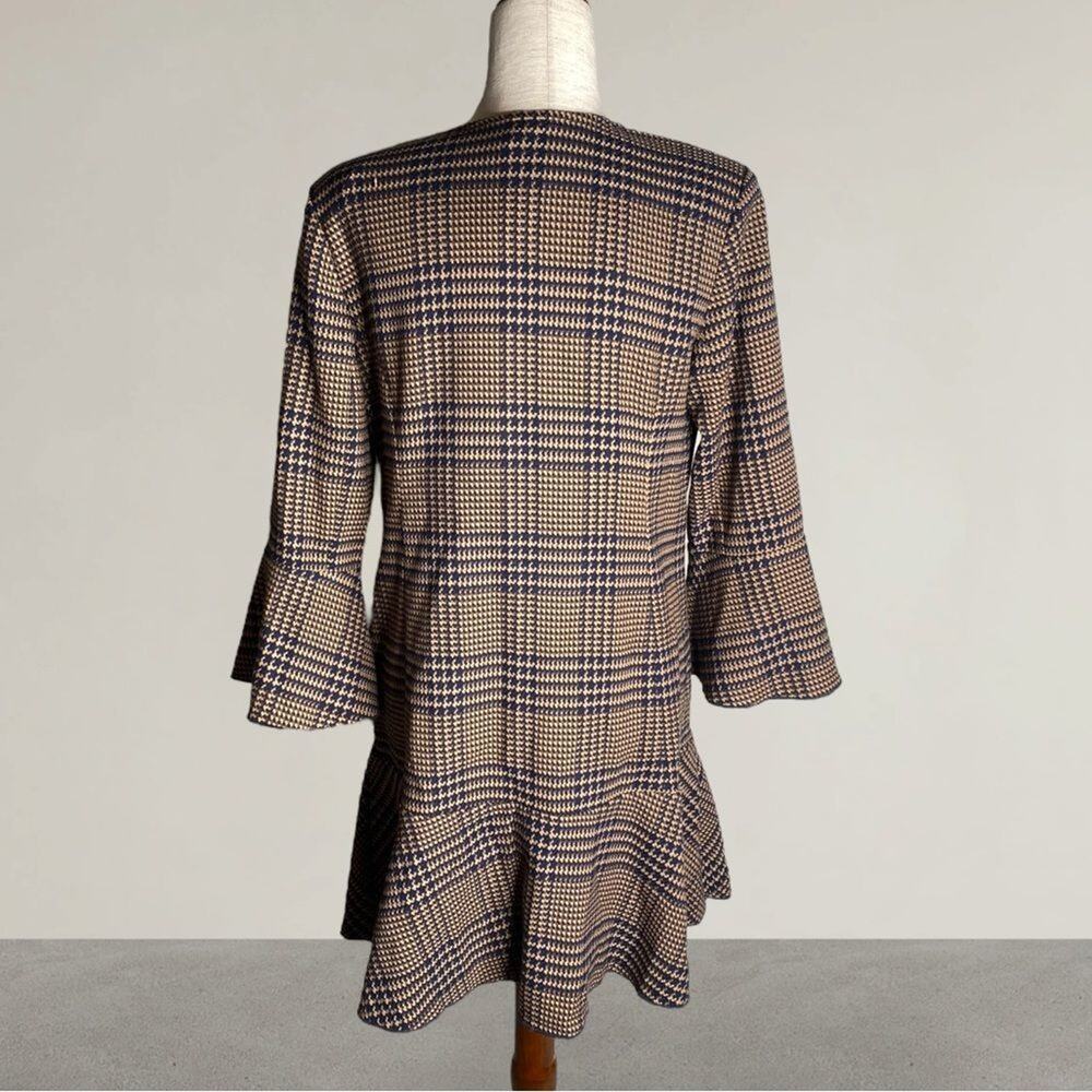 Cabi Flounce Tartan Plaid Jacket in Brown small houndstooth fall peplum 3902 - Picture 6 of 10